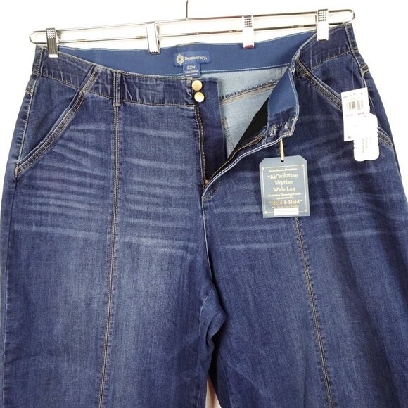 Democracy Wide Leg Jeans Women's Plus Size 22W Blue Denim Stretch High Rise - Picture 4 of 12